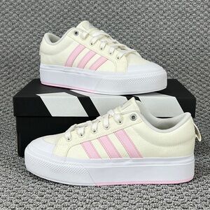 Adidas Bravada 2.0 Platform Women's Shoes Off White Clear Pink White NIB